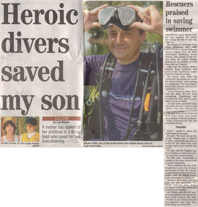 News Paper Article - Diver saves life